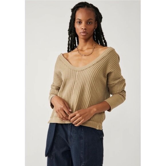 Free People Magic Thermal Waffle Knit Crop XS Casual Boho - Picture 1 of 6